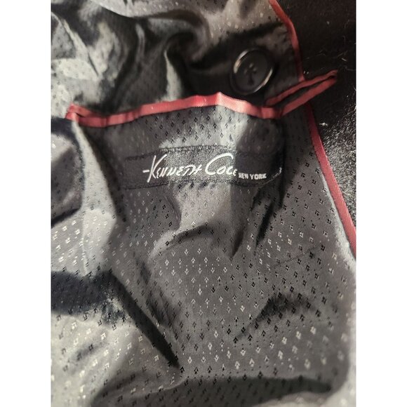 Kenneth Cole Womens Double Breasted Wool Coat Black Timeless Luxury Career L - Picture 3 of 3